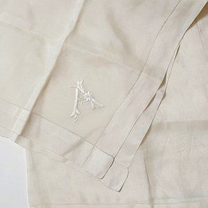 Vintage Set of 2 Lady's Silk Ivory Handkerchiefs